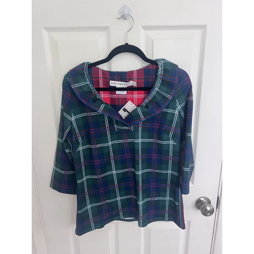 Gretchen Scott Designs Ruffle Neck Top 3/4 Sleeve Large